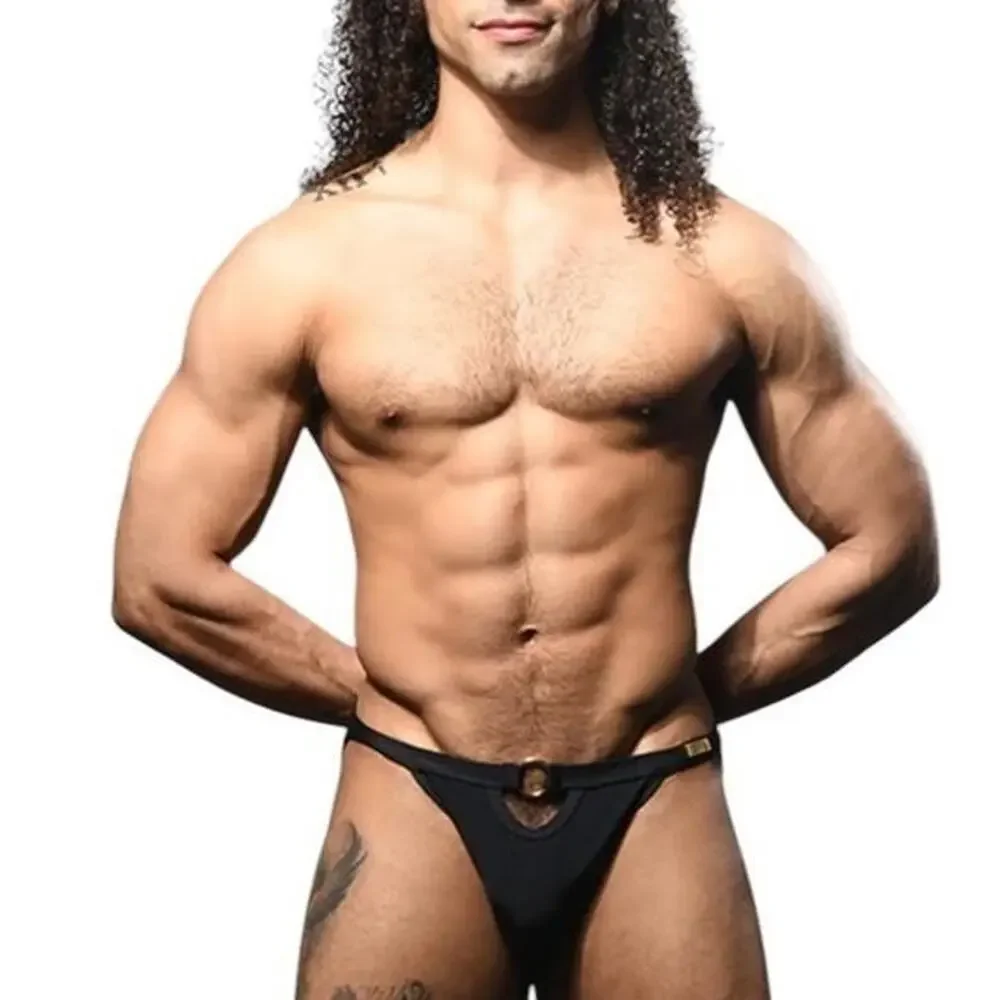 NEW Andrew Christian Savoy Ring Swim Bikini Black Size Large